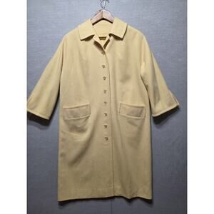 Vintage The Travelaire Yellow Millspun Wool Coat Union Made USA Womens M/L